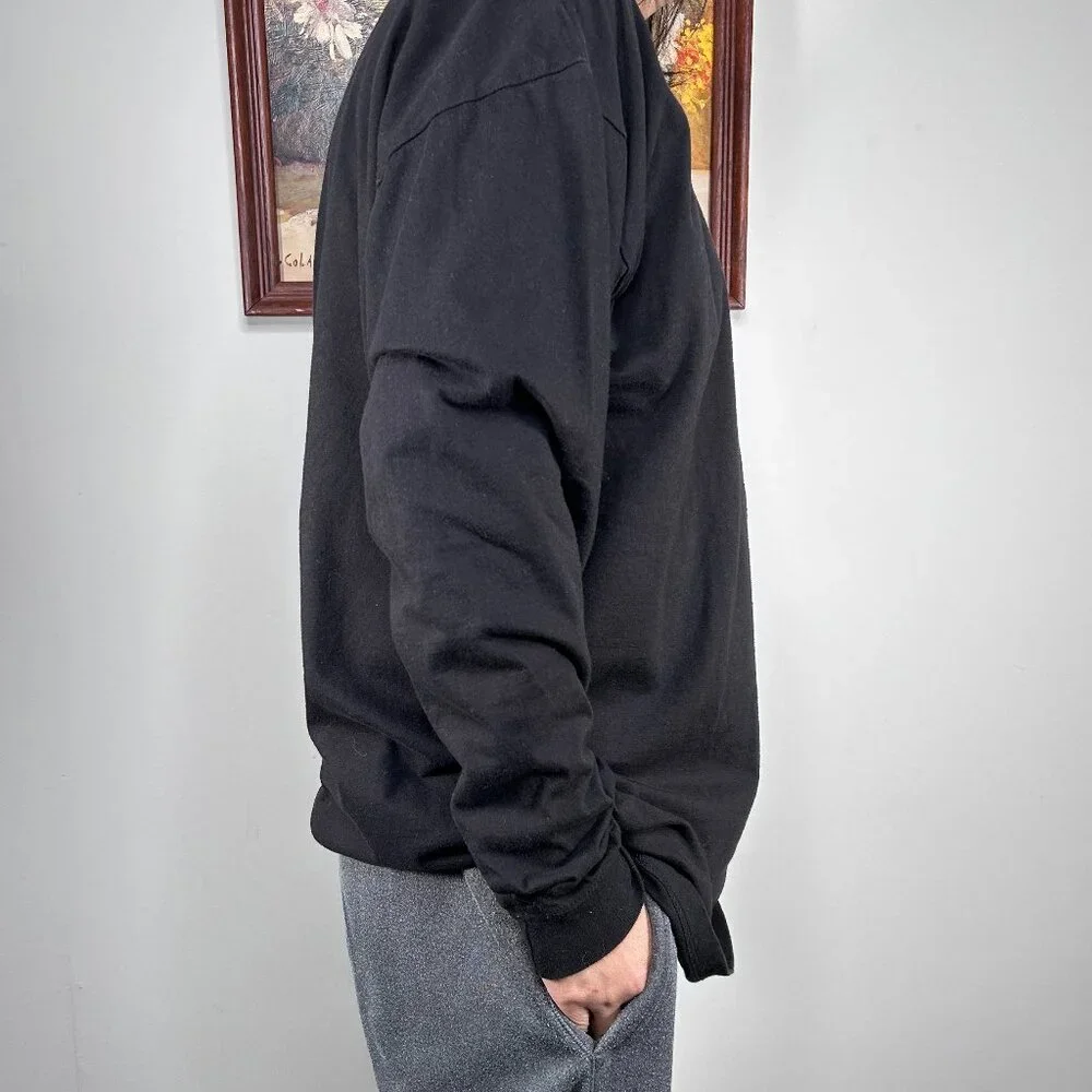 Sada Long Sleeve Shirt Top Men's 2X Crew Neck Black Casual 100% Cotton - Picture 2 of 12
